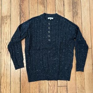 Madewell Black Speckled Button-Up Sweater